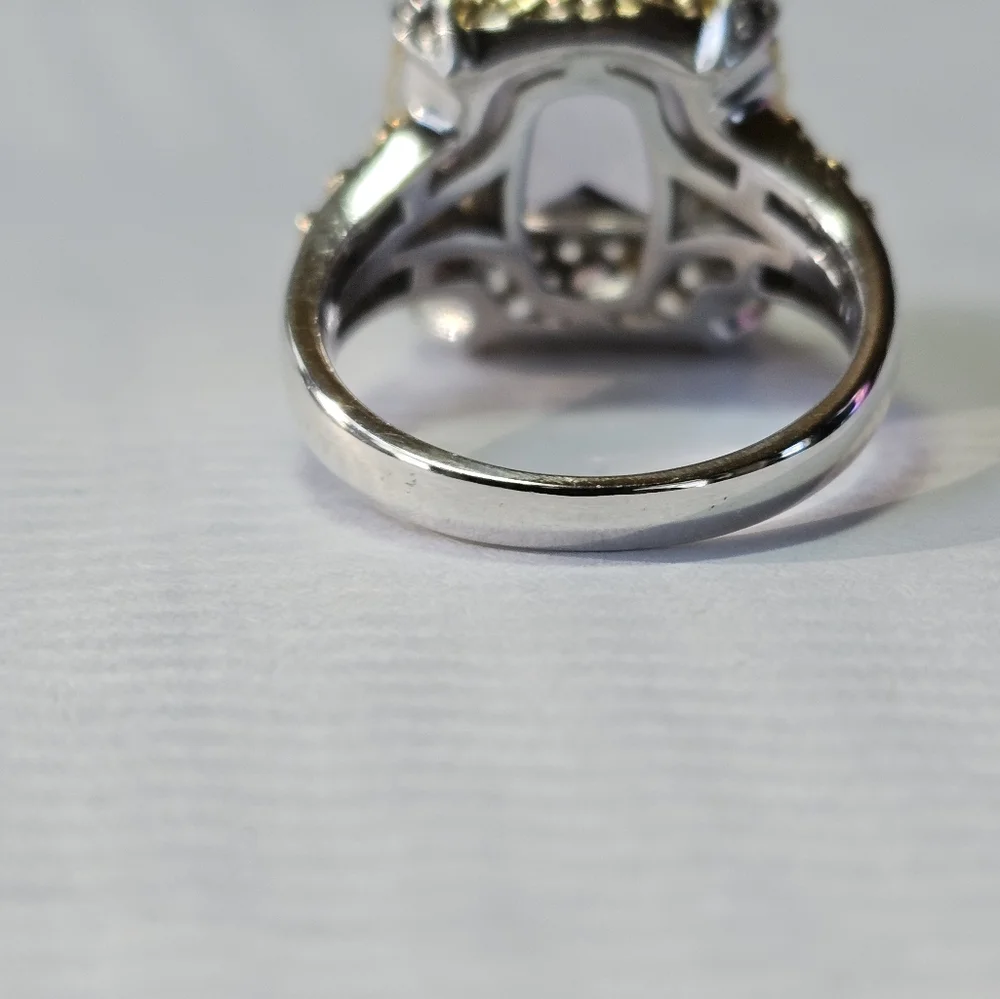Genuine Victoria Wieck Morganite 💍 in Sterling Silver & 14k Gold Accents Sz 8 - Picture 10 of 12